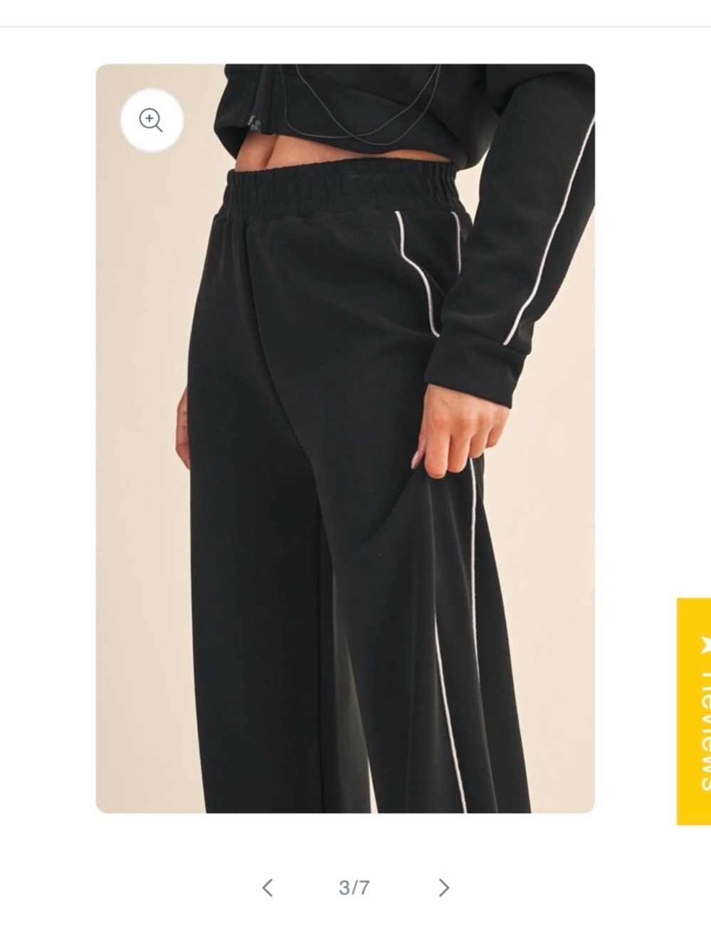 Black Wide-Leg Track Pants with Contrast Piping - Picture 3 of 5